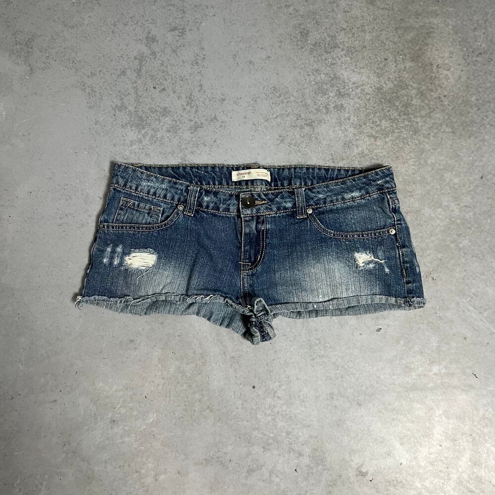 No Boundaries Denim Booty Shorts Size 13 Blue Jean Cutoff Distressed Low Rise